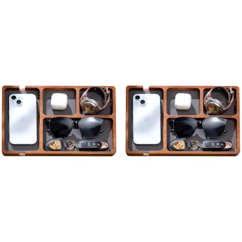 Climberty® Valet Tray with Leather Inlay Nightstand Desk Organizer EDC Essentials Catchall for Keys Phone Wallet Watch Earbuds 2PCS Climberty® Valet Tray with Leather Inlay Nightstand Desk Organizer EDC Essentials Catchall for Keys Phone Wallet Watch Earbuds 2PCS